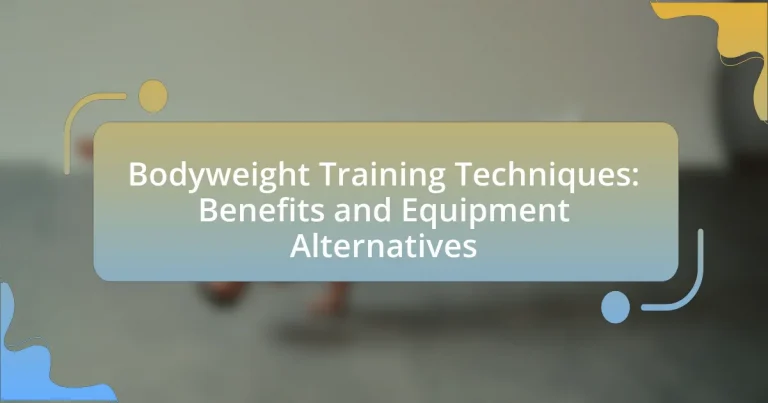 Bodyweight Training Techniques: Benefits and Equipment Alternatives